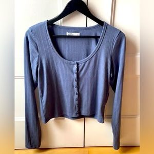 Cropped button-down sweater